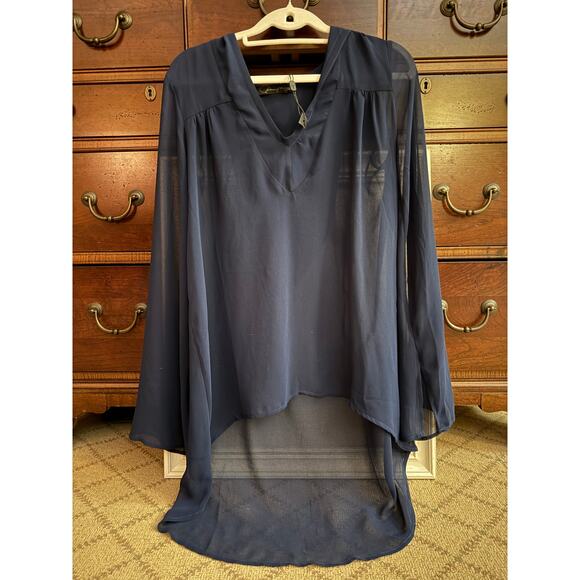 Patterson J. Kinkaid boho flowy gauze hooded pullover w long sleeves NWOT XS - Picture 1 of 14